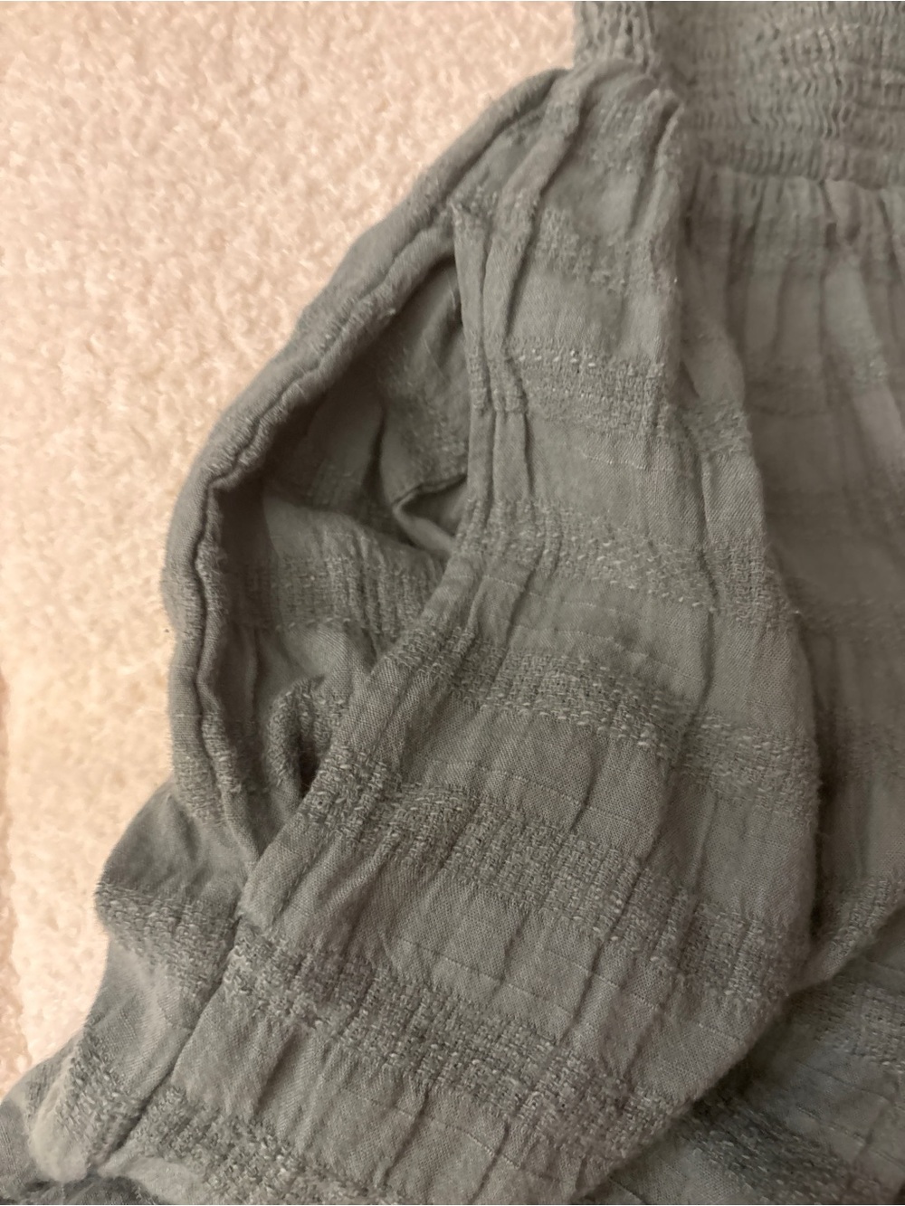 Aerie Smocked Button-Front Midi Dress Sage Green XS - Picture 5 of 8